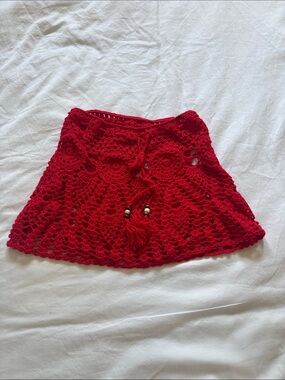Red Crochet Mini Skirt / Coverup